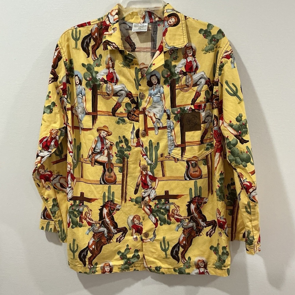 Original Cowboy Cotton Pajamas Nightshirt Top Only Small Texas USA Western